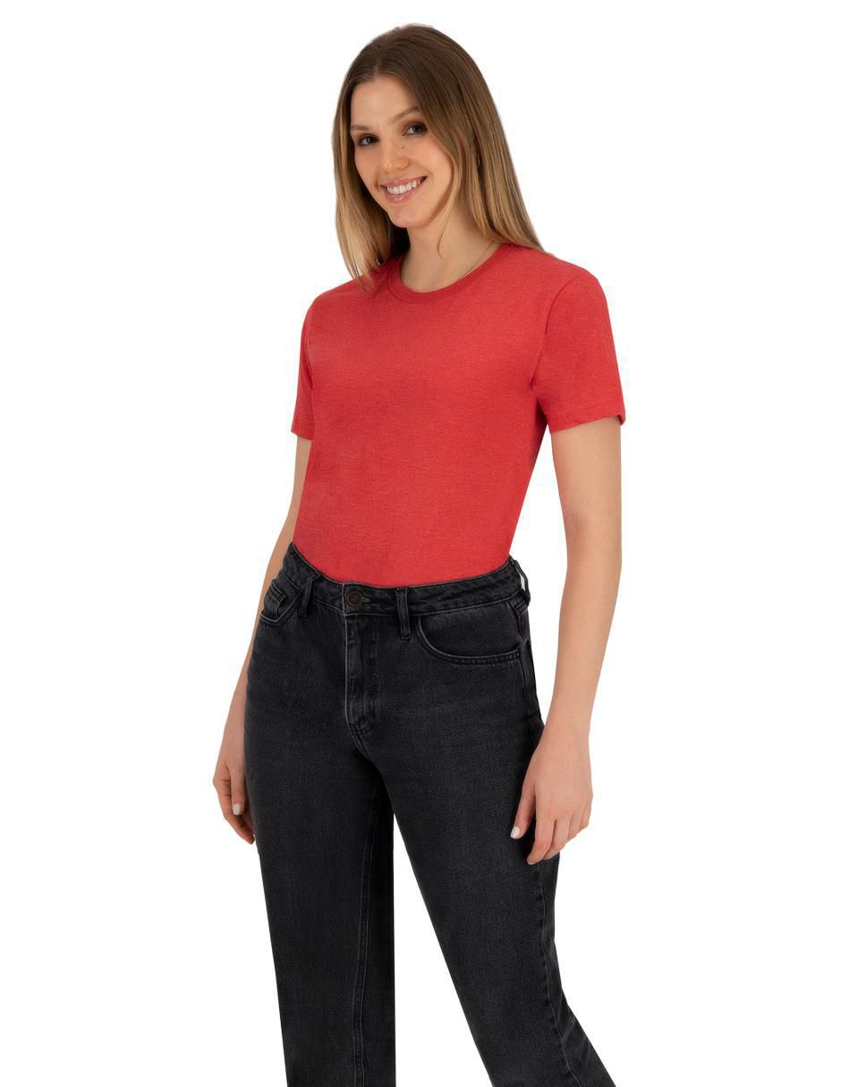 Playera manga corta Indicum Denim cuello redondo para mujer