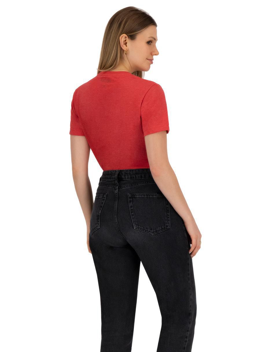 Playera manga corta Indicum Denim cuello redondo para mujer
