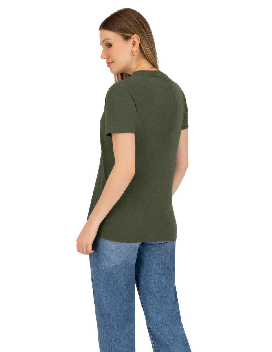 Playera manga corta Indicum Denim cuello redondo para mujer