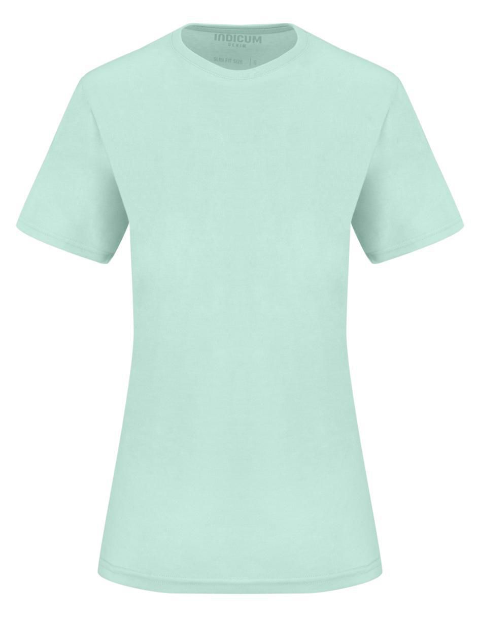 Playera manga corta Indicum Denim cuello redondo para mujer