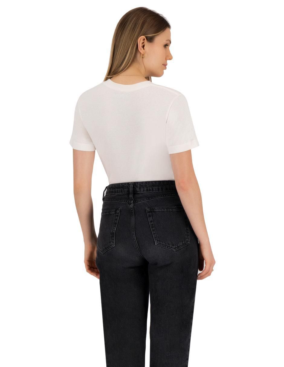 Playera manga corta Indicum Denim cuello redondo para mujer