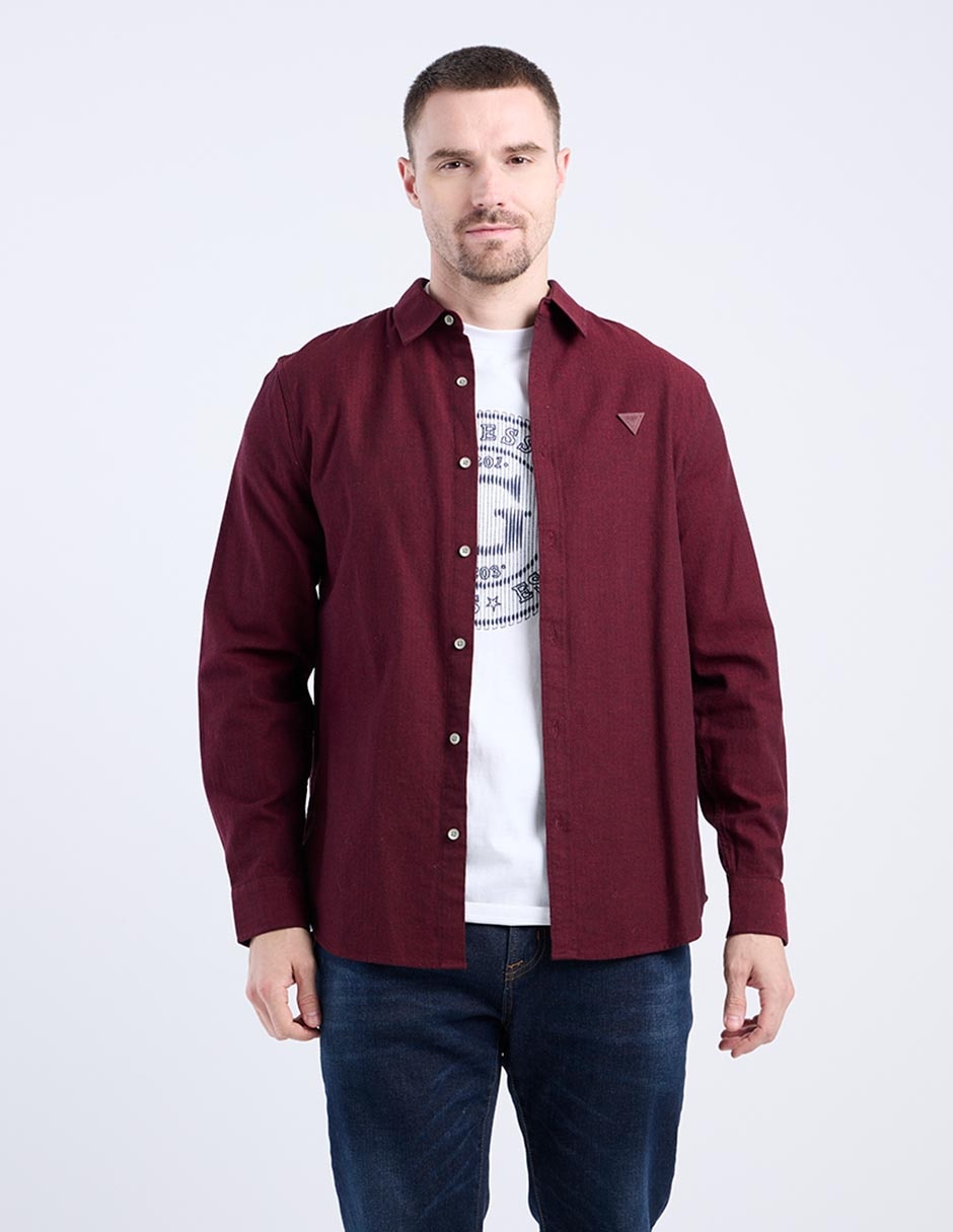 Camisa casual de algodón manga larga para hombre