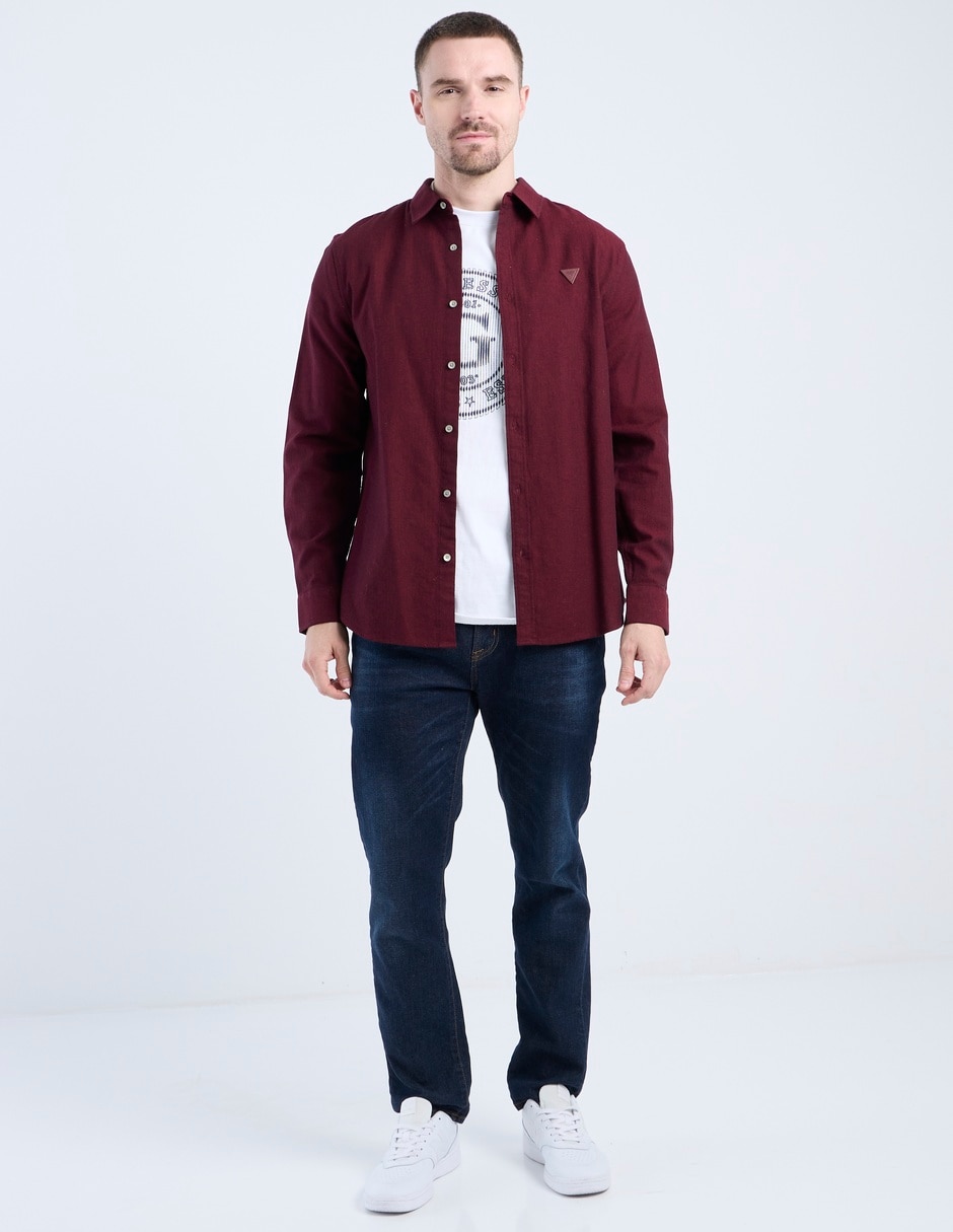 Camisa casual de algodón manga larga para hombre