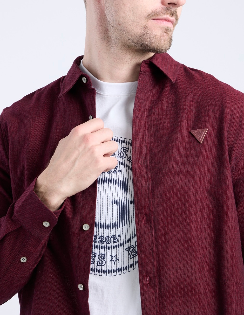 Camisa casual de algodón manga larga para hombre