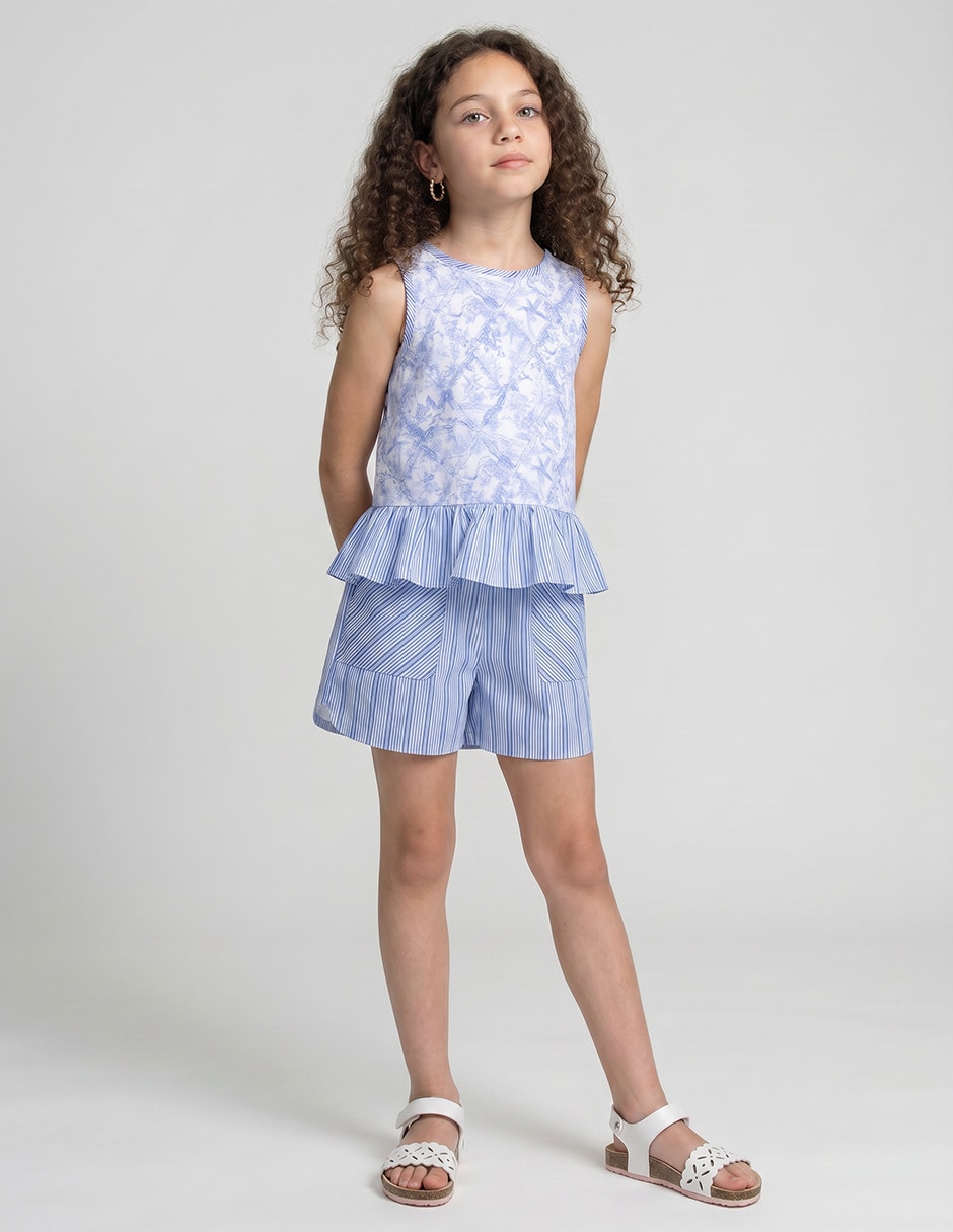 Short now & then liberty para niña