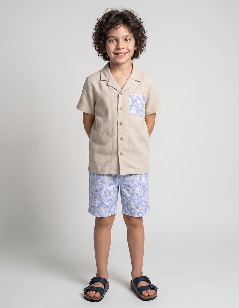 Camisa now & then liberty manga corta para niño