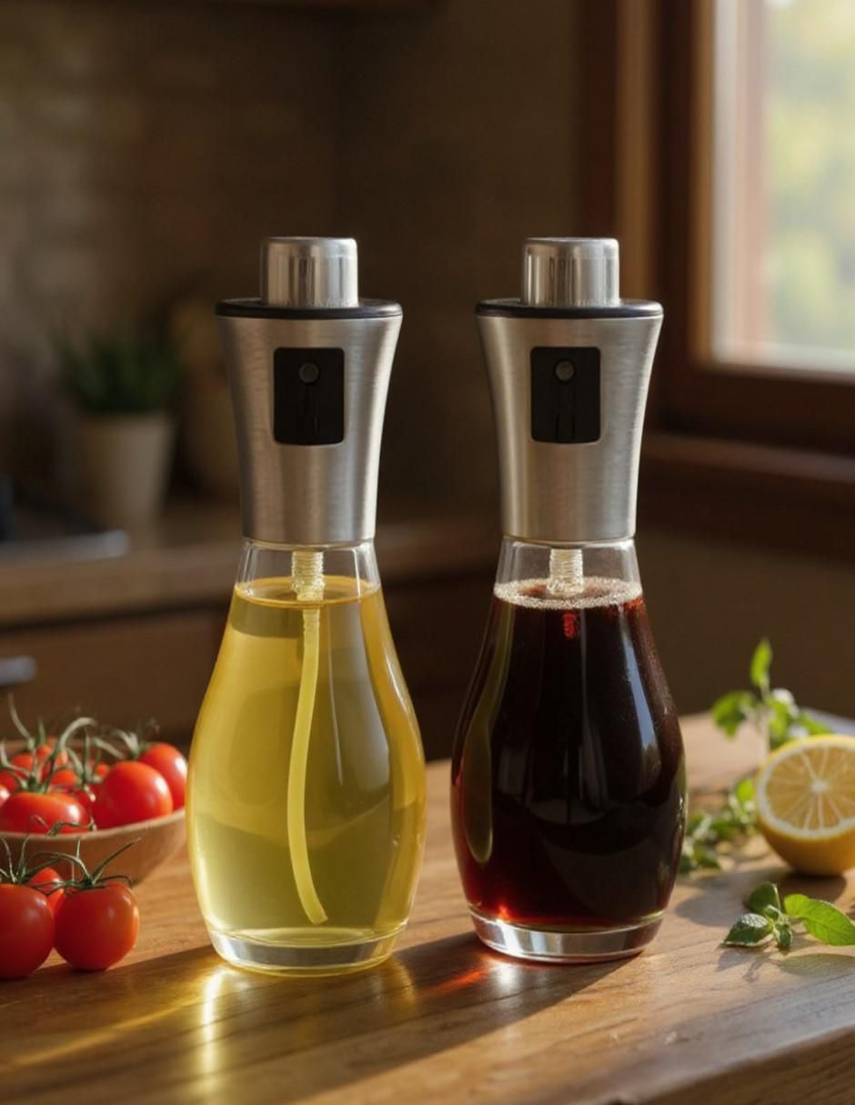 Kit de aceitera de vidrio con spray de vidrio