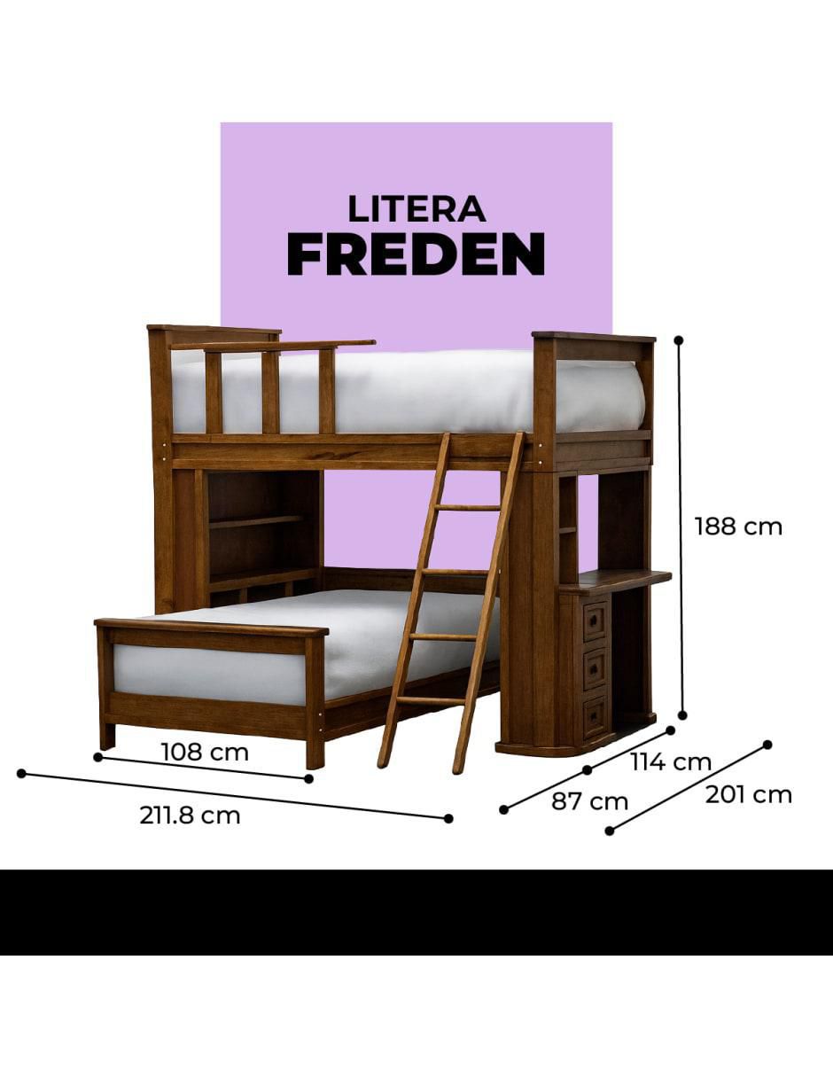 Litera Freden Atlas del Descanso de madera pino individual
