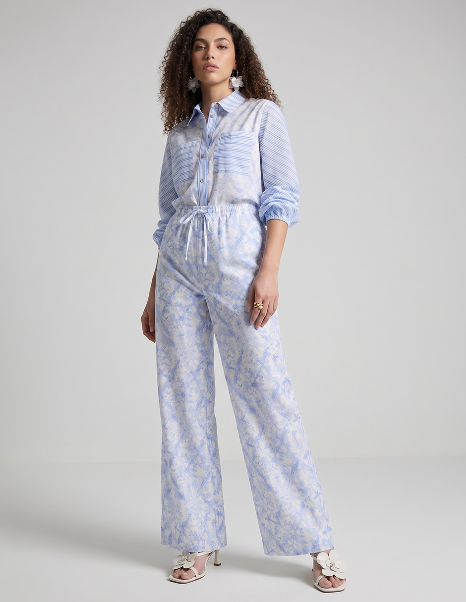 Pantalón relaxed now & then campana para mujer