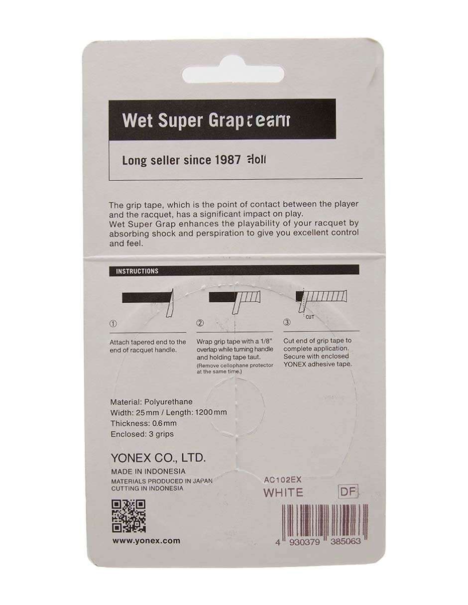 Cinta protectora para raqueta wet super grap blanco