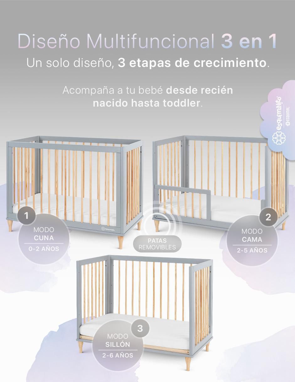 Cuna convertible 3 en 1 Cuna, Cama Montessori y Sillón Grow&fit 5