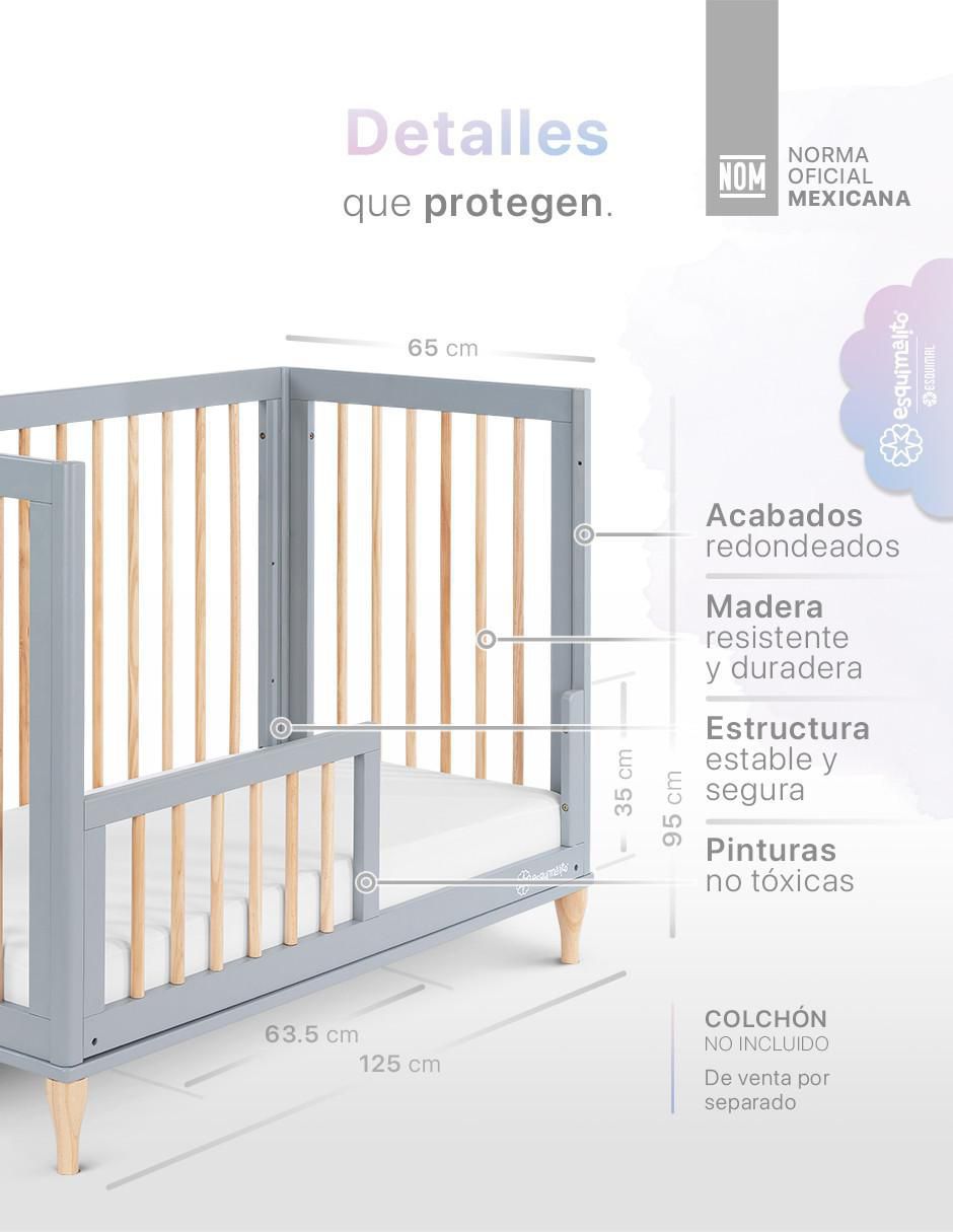 Cuna convertible 3 en 1 Cuna, Cama Montessori y Sillón Grow&fit 6