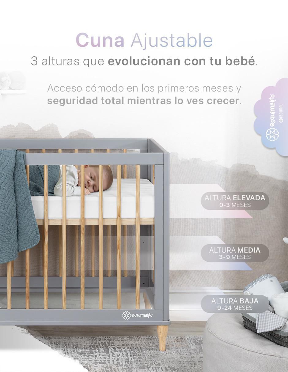 Cuna convertible 3 en 1 Cuna, Cama Montessori y Sillón Grow&fit 4