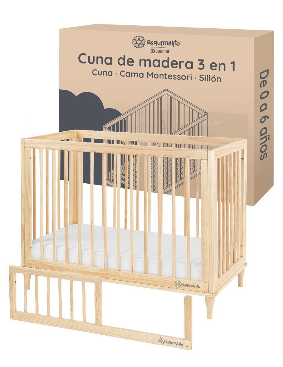 Cuna convertible 3 en 1 Cuna, Cama Montessori y Sillón Grow&fit