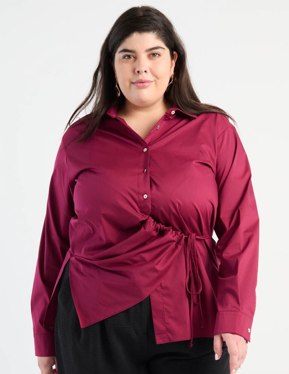 Blusa camisera manga larga para mujer