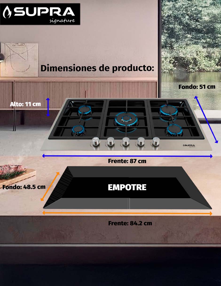 Parrilla a gas lp empotrable Supra