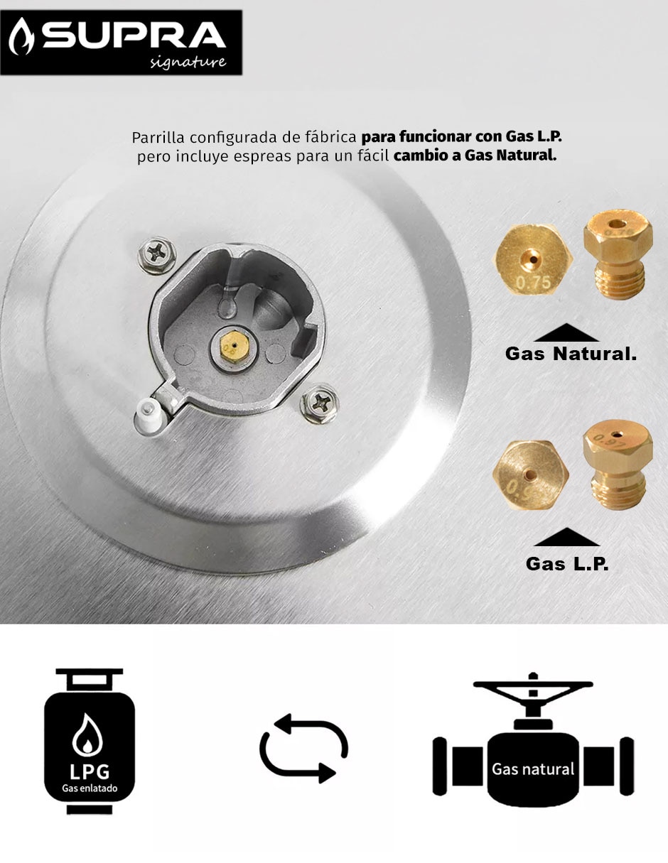Parrilla a gas lp empotrable