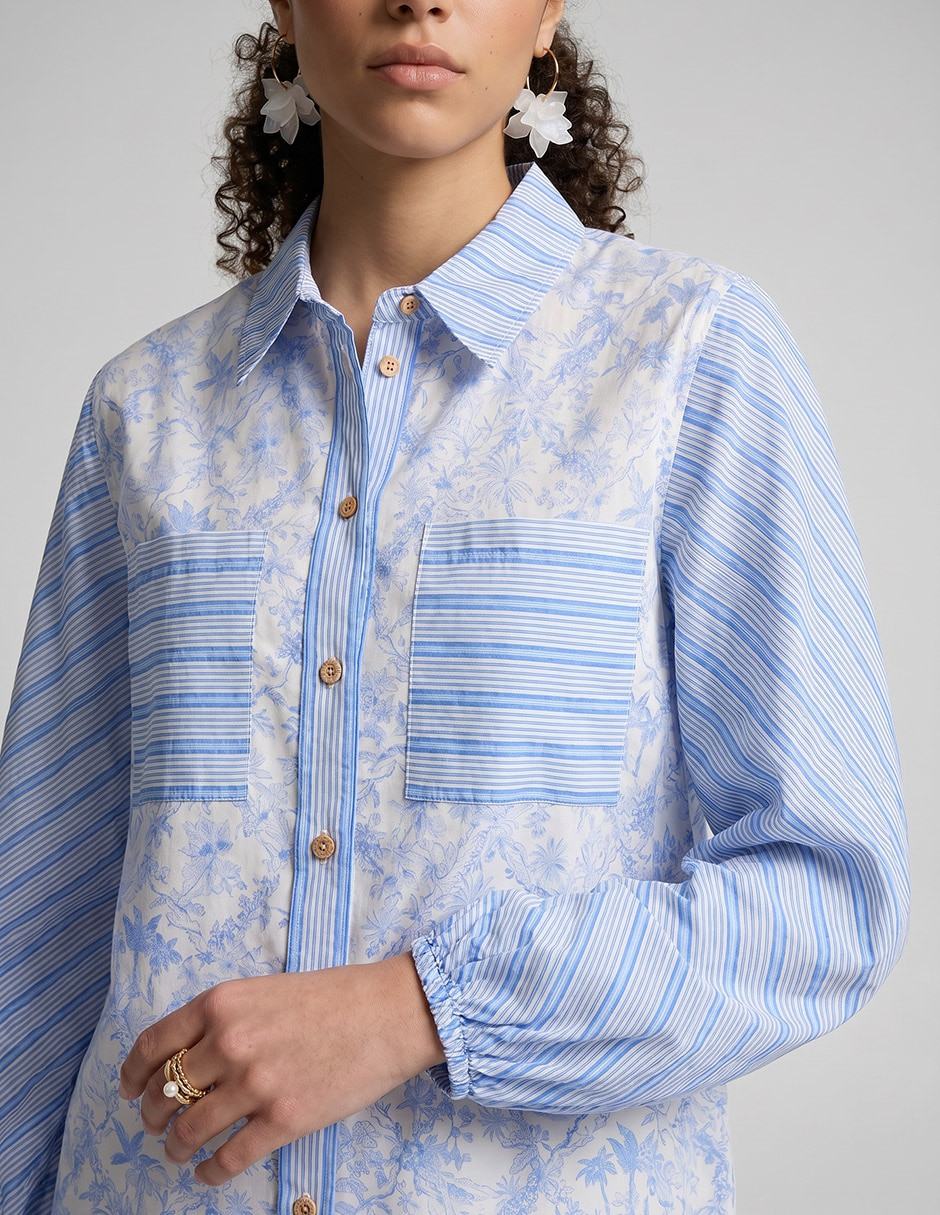 Blusa now & then manga larga para mujer