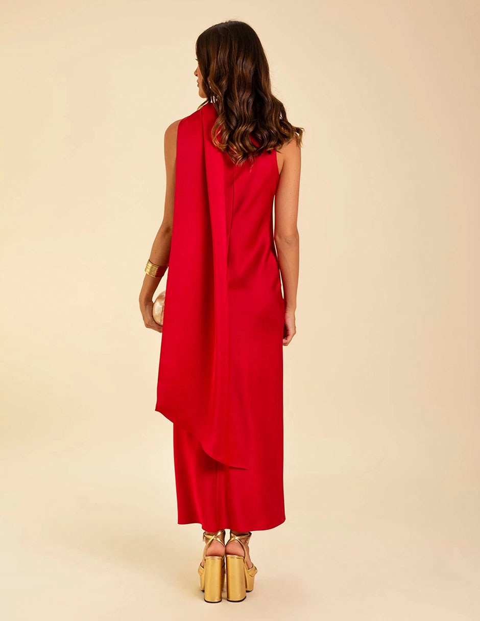 VESTIDO V0324-ROJ LISO POLIÉSTE 3