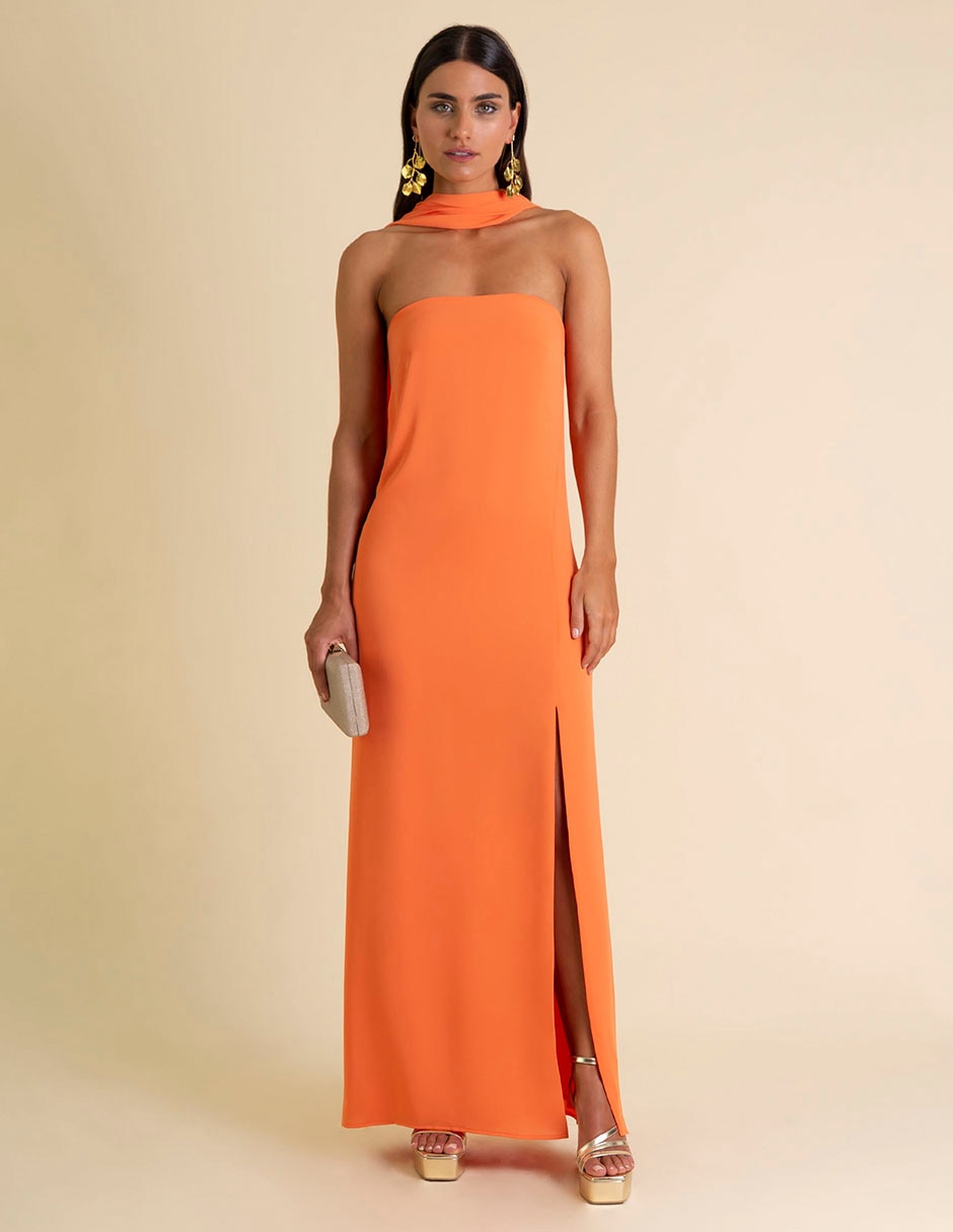 Vestido maxi de fiesta escote cuadrado