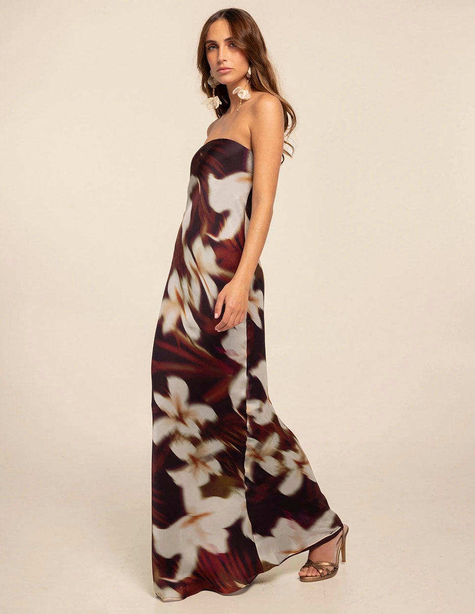 Vestido maxi de fiesta escote Cuadrado