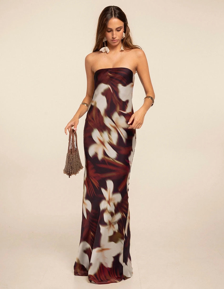 Vestido maxi de fiesta escote Cuadrado