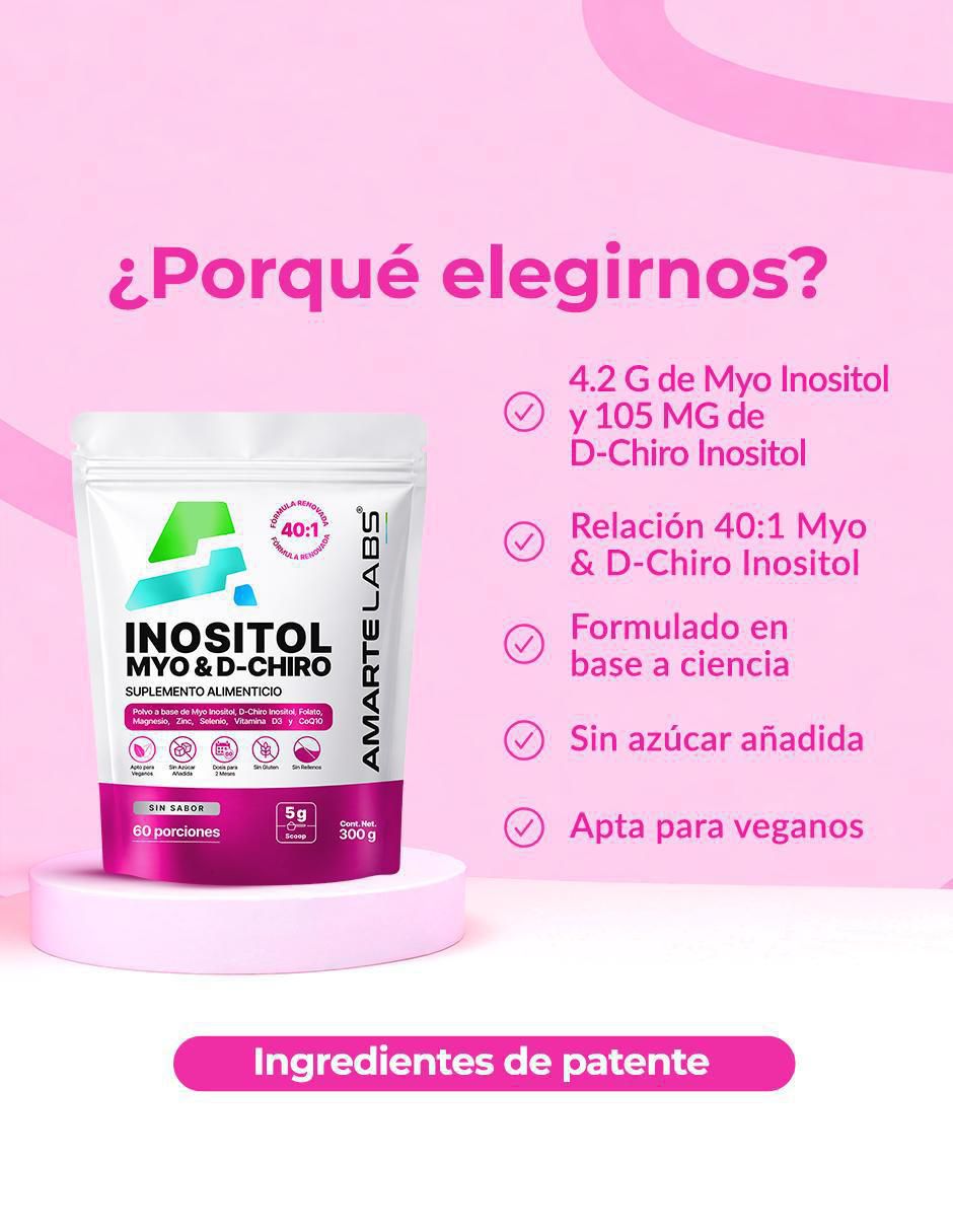 Myo + d-chiro inositol | fórmula balance femenino | ratio 40:1 | con folato + vitamina d3 + magnesio + zinc + coq10 "con" myo-inositol y d-chiro inositol "sabor" lima limón "de" 300 g 5