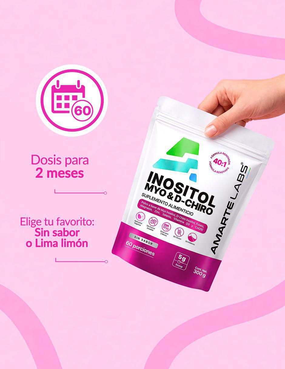 Myo + d-chiro inositol | fórmula balance femenino | ratio 40:1 | con folato + vitamina d3 + magnesio + zinc + coq10 "con" myo-inositol y d-chiro inositol "sabor" lima limón "de" 300 g 7