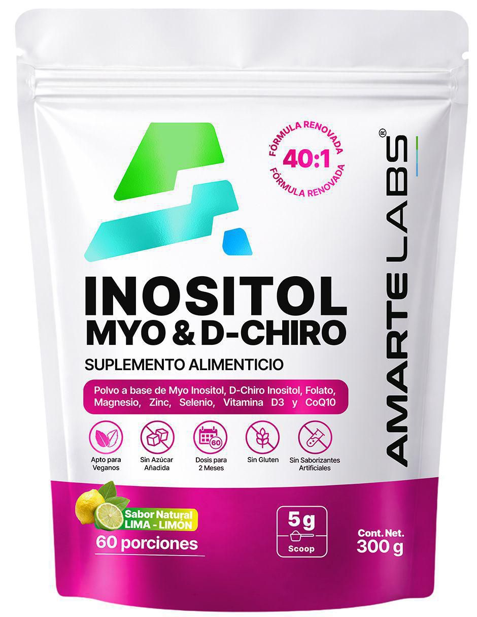 Myo + d-chiro inositol | fórmula balance femenino | ratio 40:1 | con folato + vitamina d3 + magnesio + zinc + coq10 "con" myo-inositol y d-chiro inositol "sabor" lima limón "de" 300 g 1