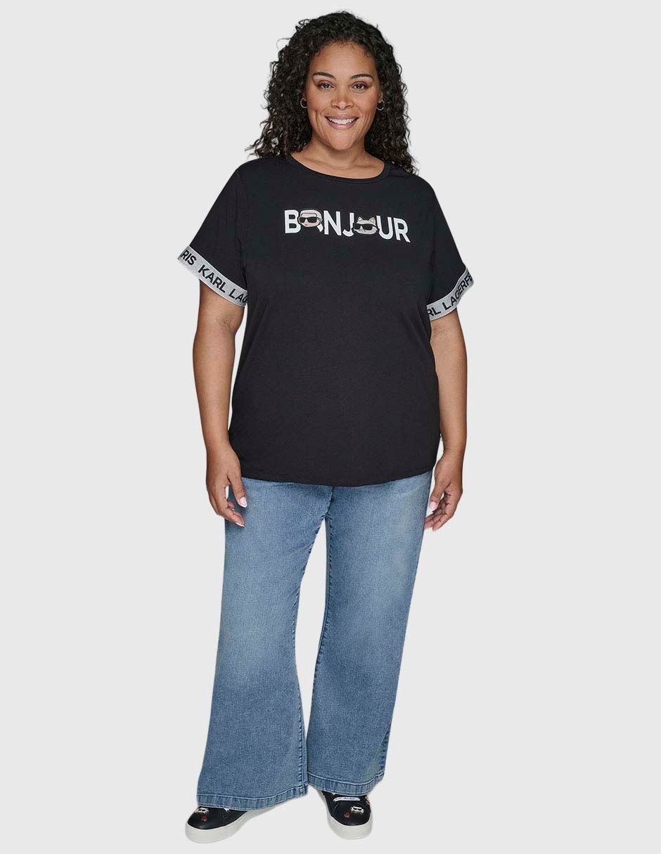 Playera manga corta Karl Lagerfeld Paris cuello redondo para mujer