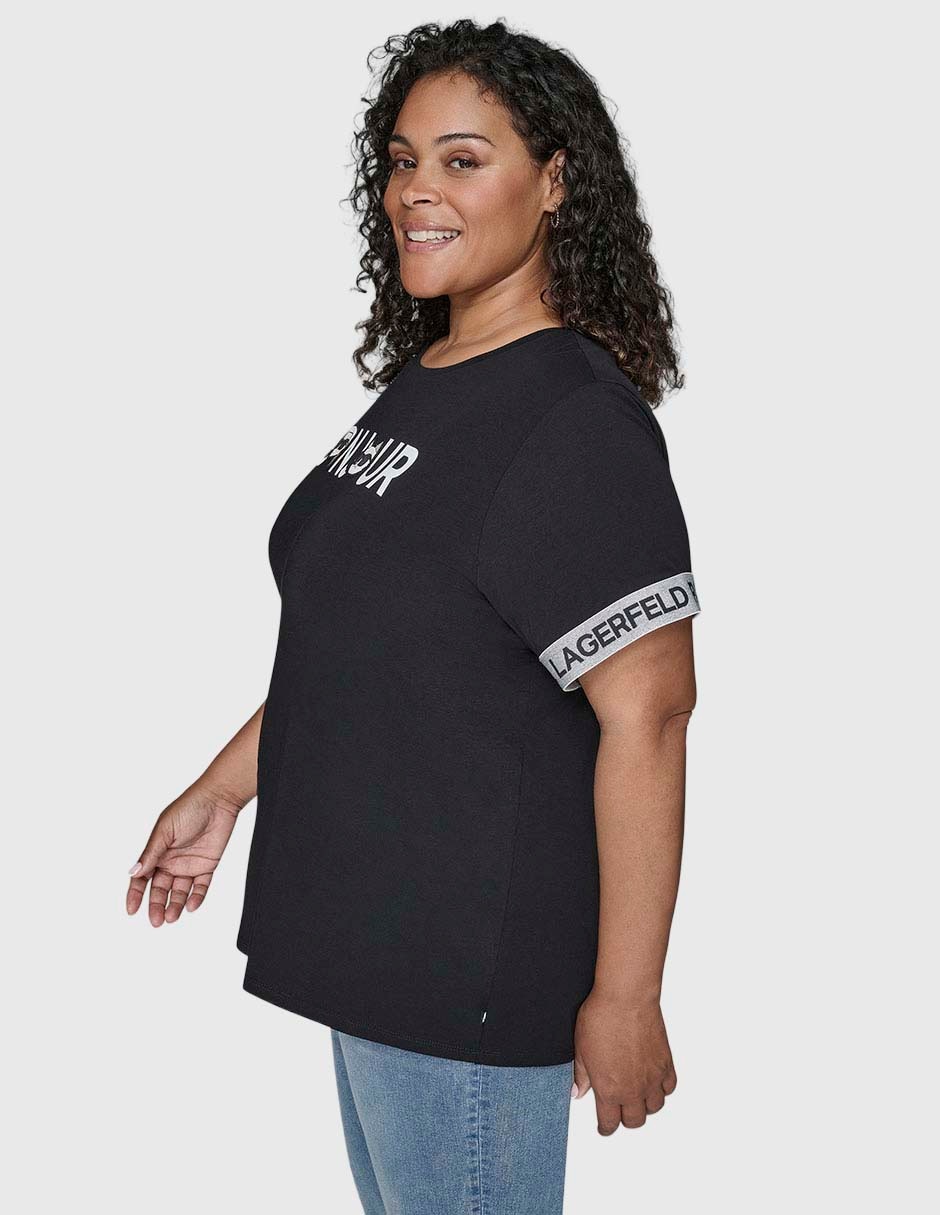 Playera manga corta Karl Lagerfeld Paris cuello redondo para mujer