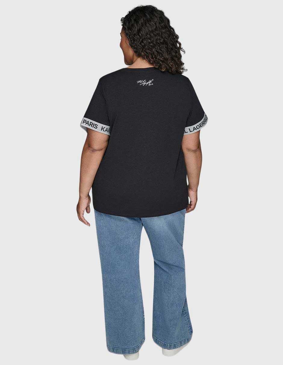 Playera manga corta Karl Lagerfeld Paris cuello redondo para mujer