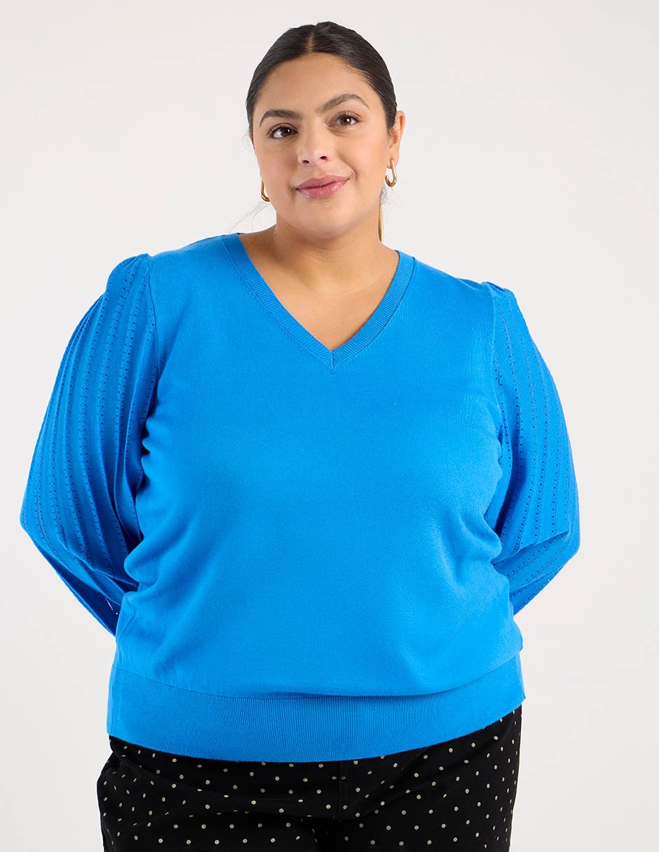 Suéter cuello V para mujer