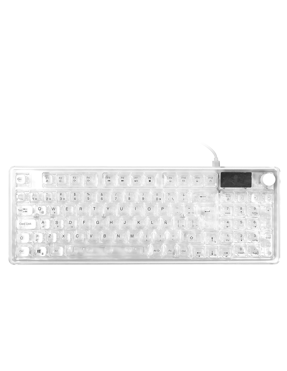Kit teclado gamer USB-A 2.0 QWERT español con interruptor membrana plana Ground Gaming teclado alambrico transparente