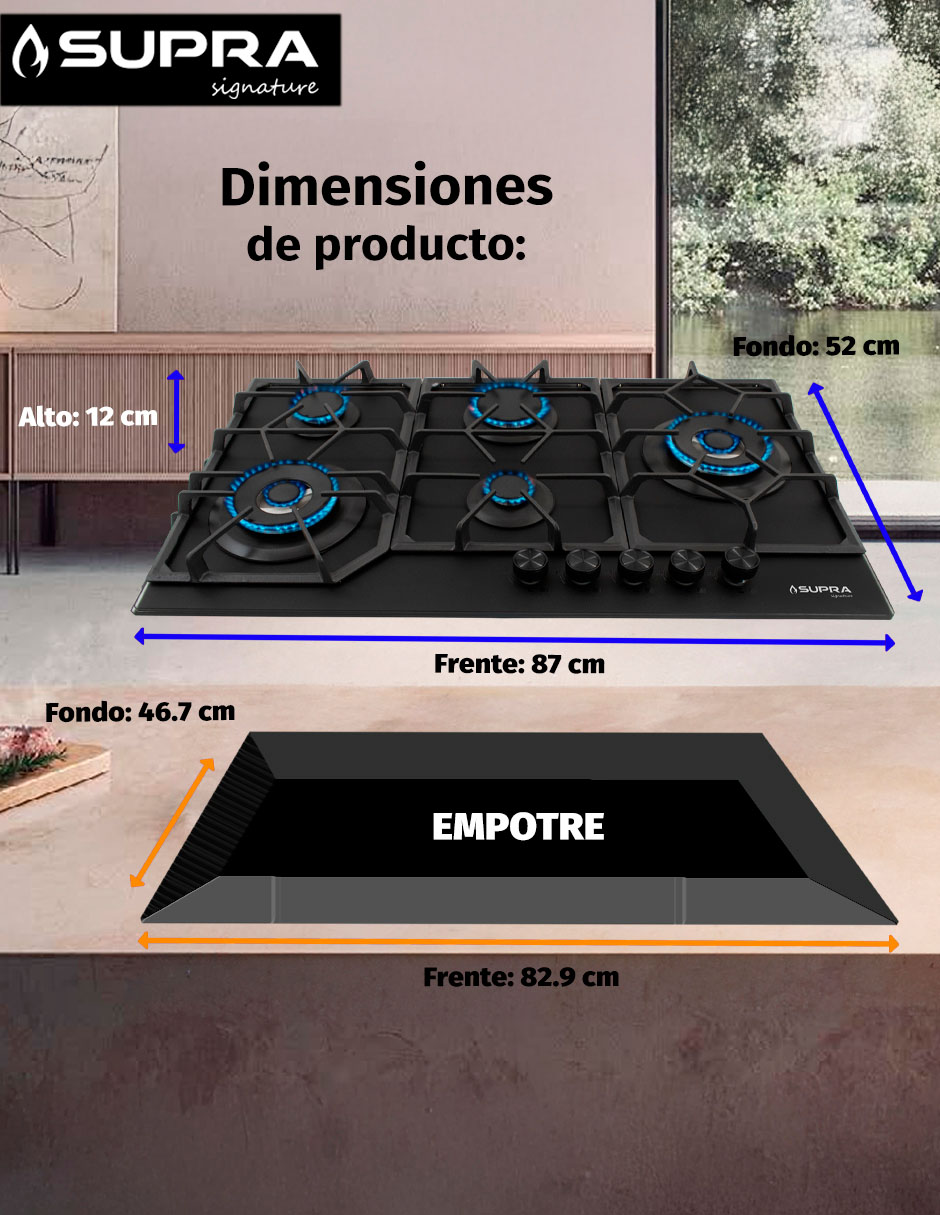 Parrilla a gas lp empotrable Supra