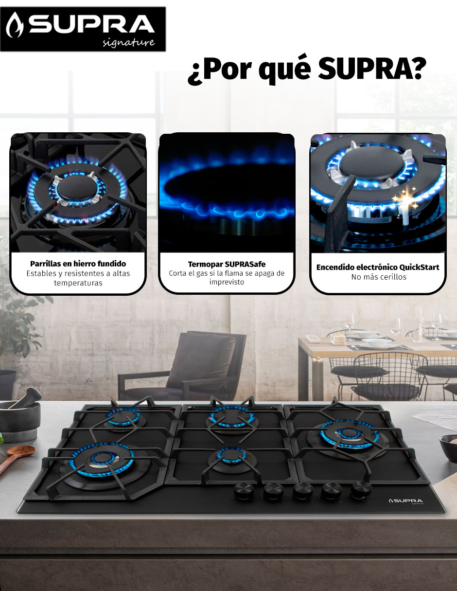 Parrilla a gas lp empotrable Supra