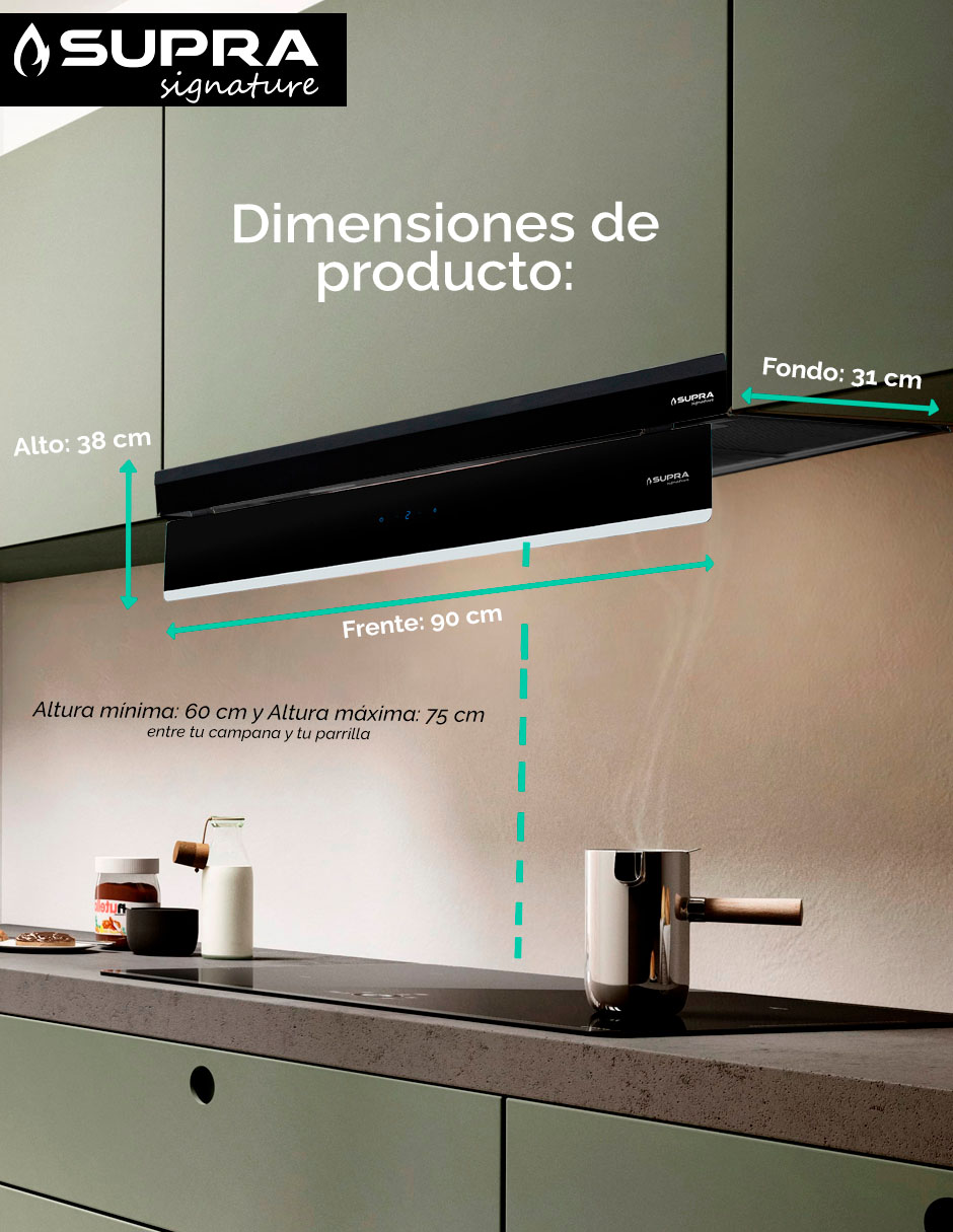 Campana de pared Supra Darkfall 90 de acero