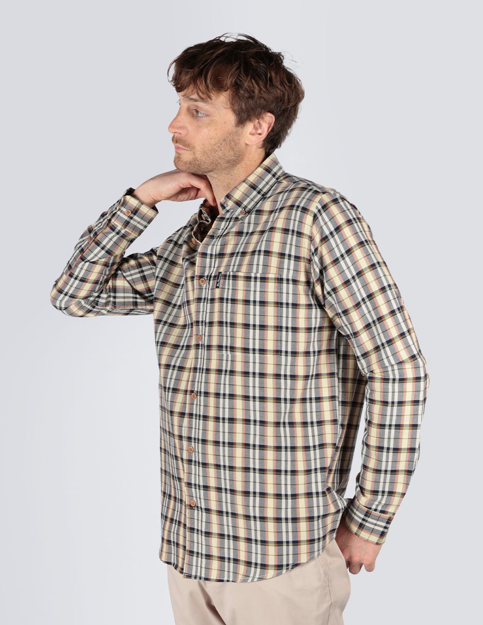 Camisa business casual de algodón manga larga para hombre