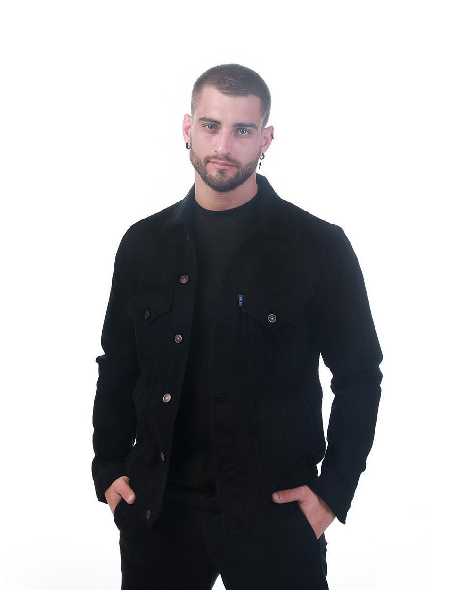 Chamarra denim de mezclilla con bolsillos para hombre Chamarra denim de mezclilla con bolsillos para hombre