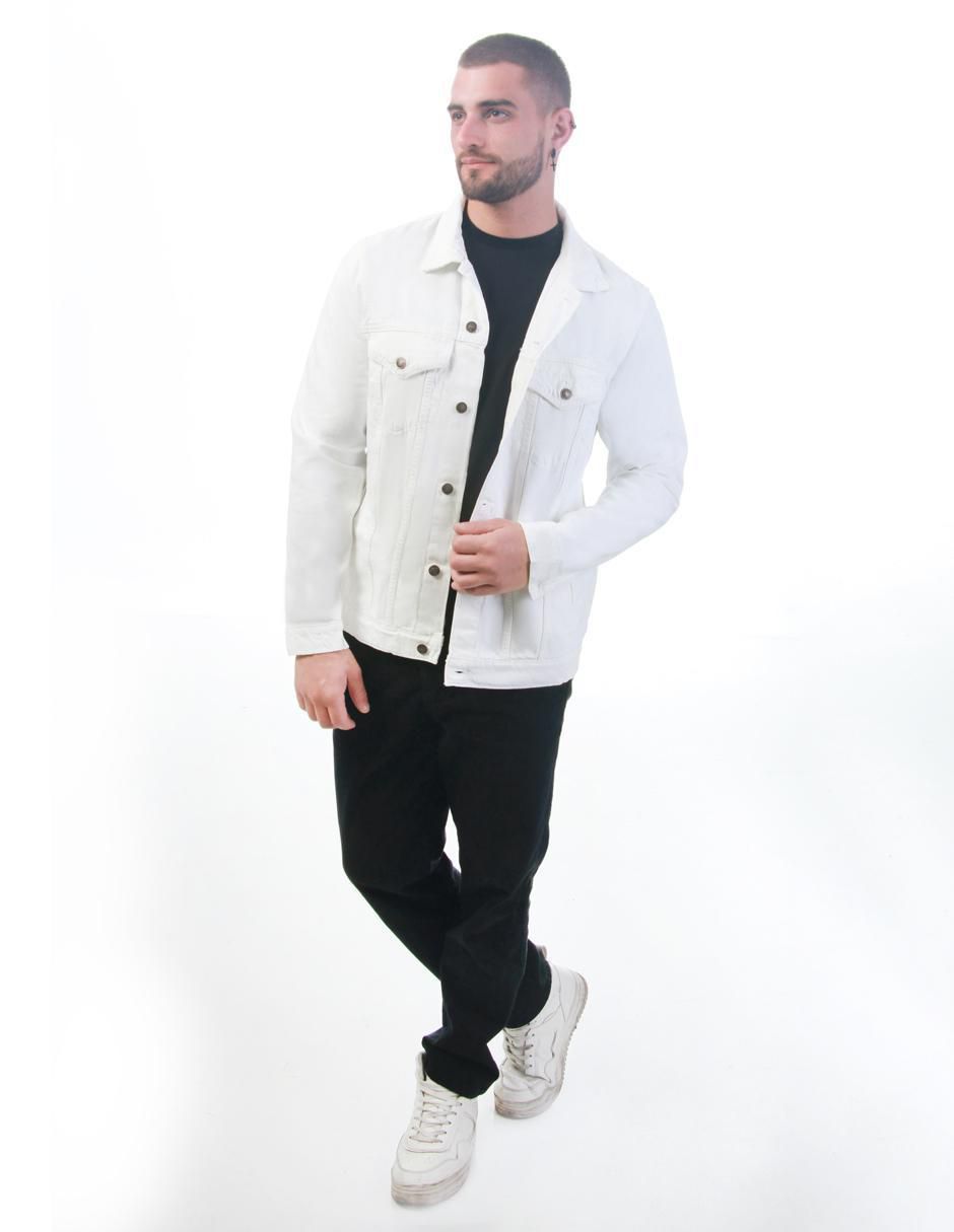 Chamarra denim de mezclilla con bolsillos para hombre