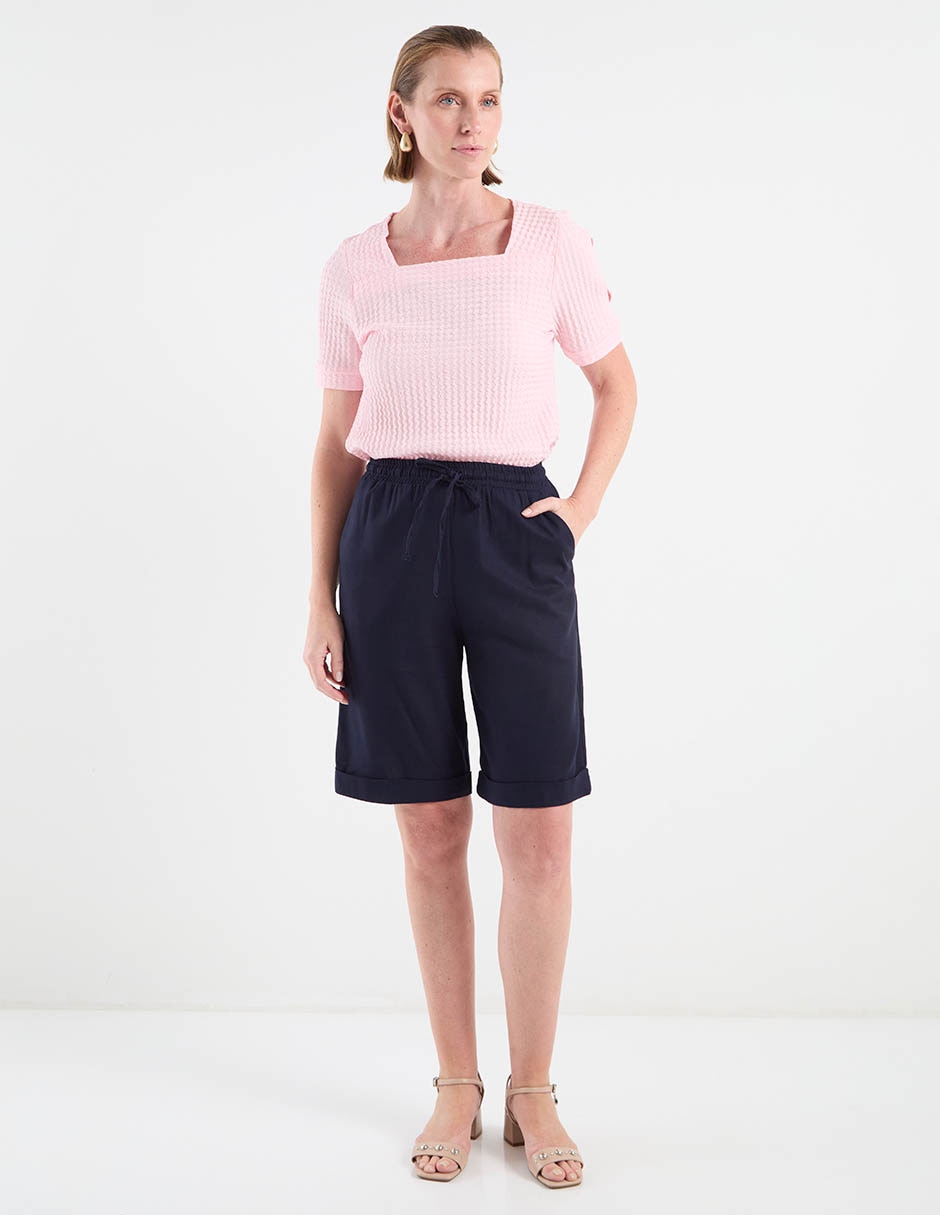Playera manga corta Morango cuello cuadrado para mujer