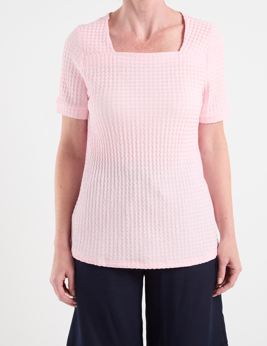 Playera manga corta Morango cuello cuadrado para mujer