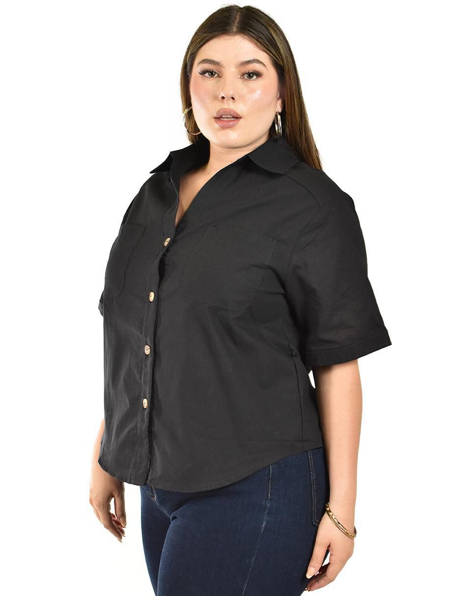 Blusa camisera manga corta para mujer 11