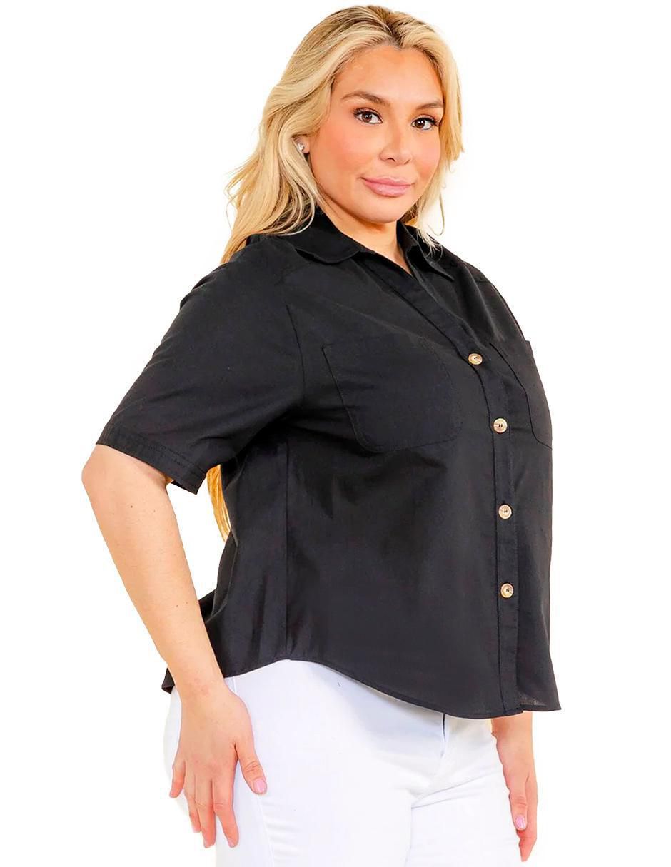 Blusa camisera manga corta para mujer 12