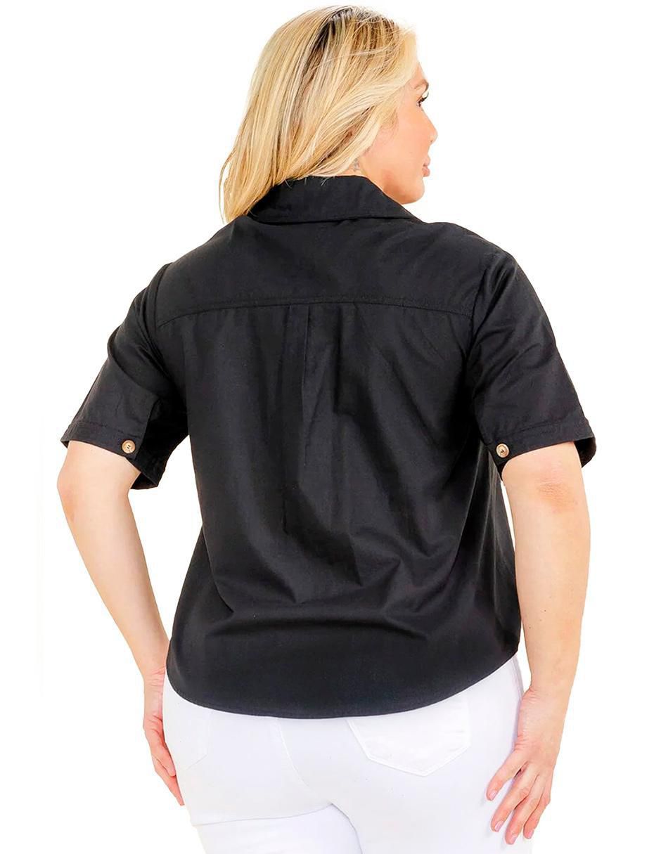 Blusa camisera manga corta para mujer 13