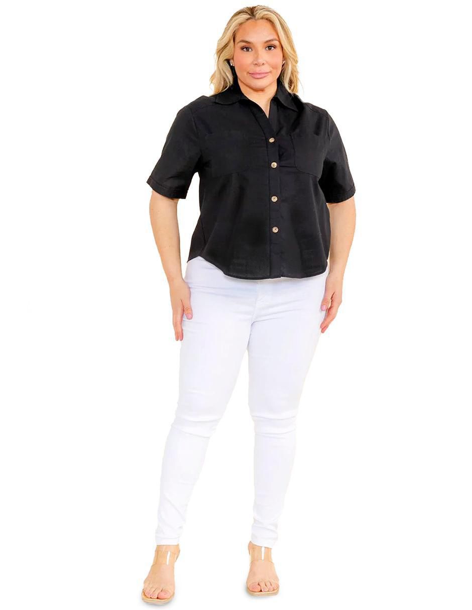 Blusa camisera manga corta para mujer 17