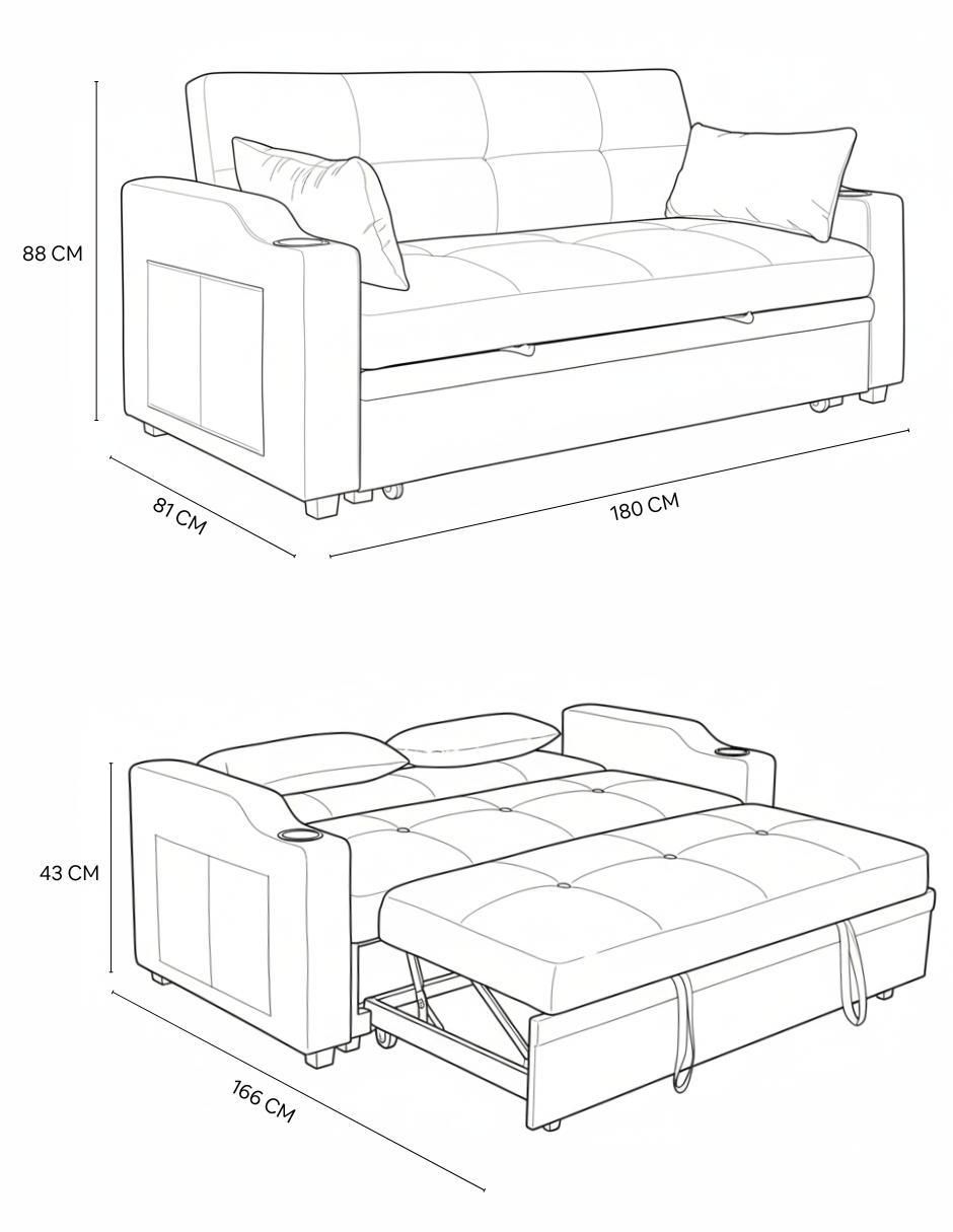 Sofá cama armable Sander Gris Claro Easy Living