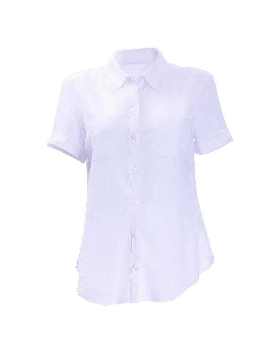 Camisa de lino manga corta para mujer