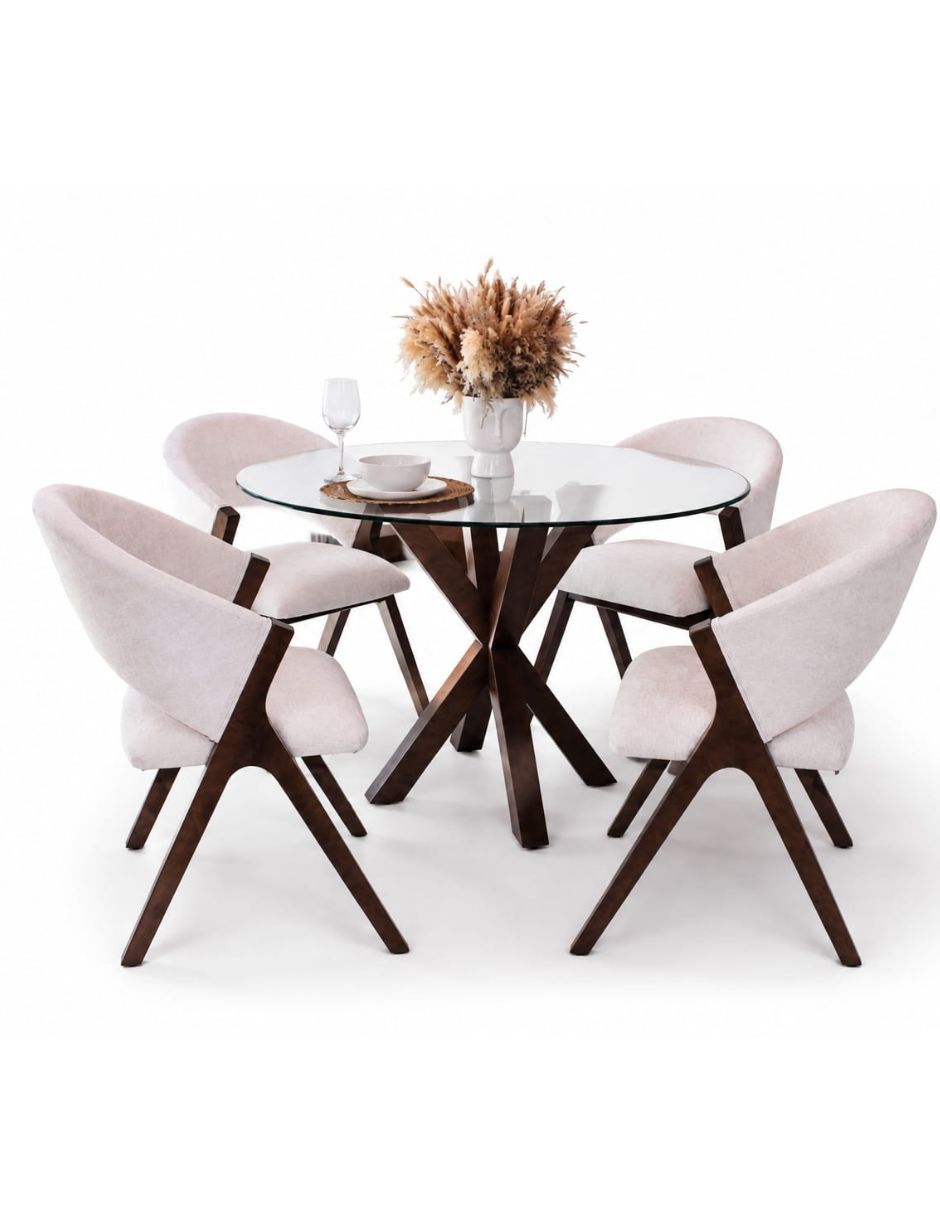 Comedor para 4 personas de cristal templado