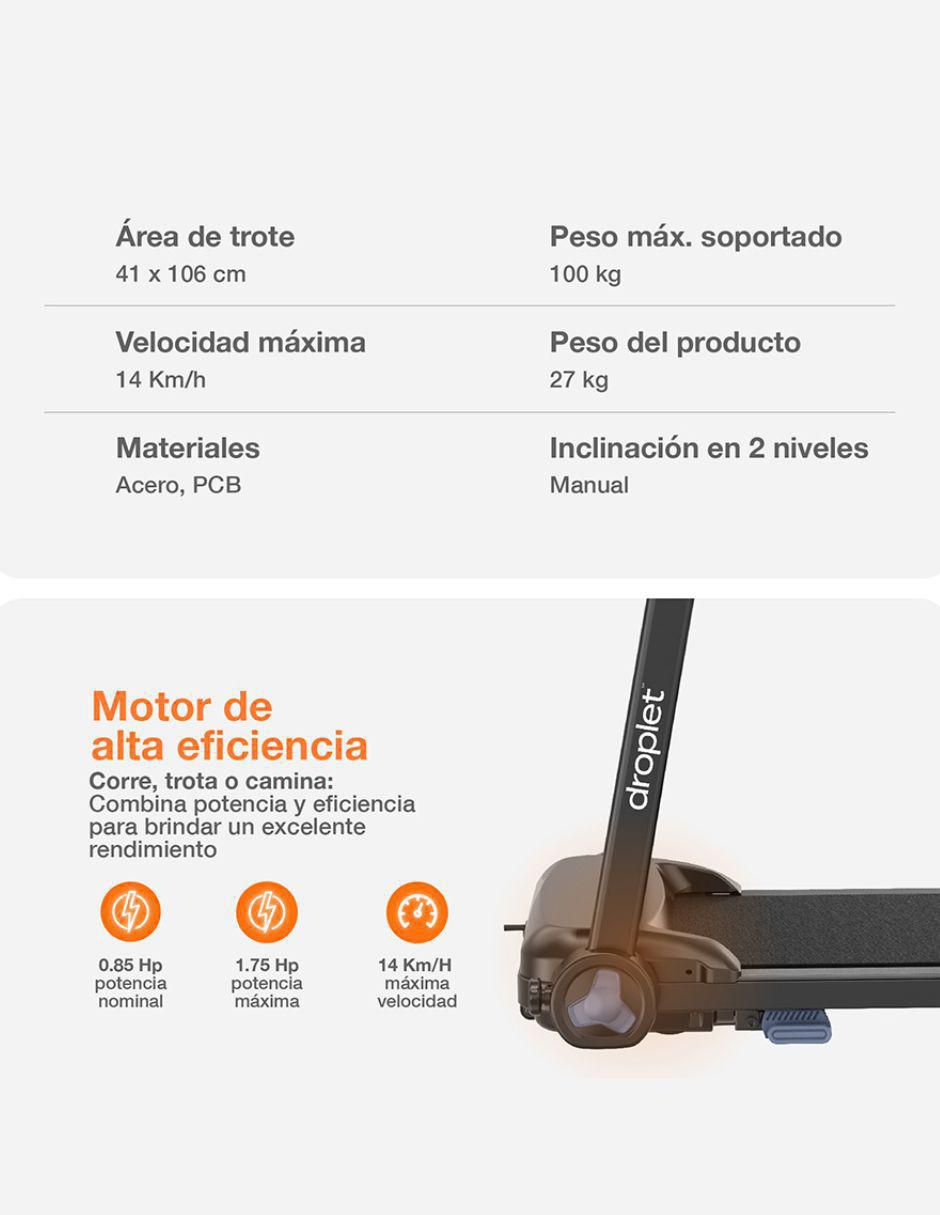Caminadora casera droplet rn320 plegable